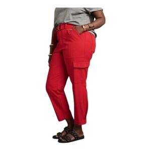 Banana Republic Belted Cargo Slacks Pants Size 10 Short Red Stretchy Pockets